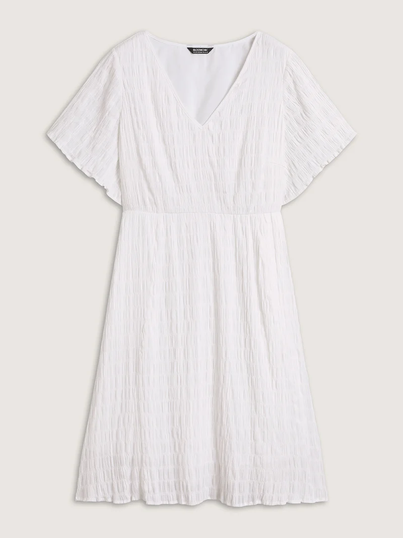 Rayon Lace Cinched-Waist Midi Dress