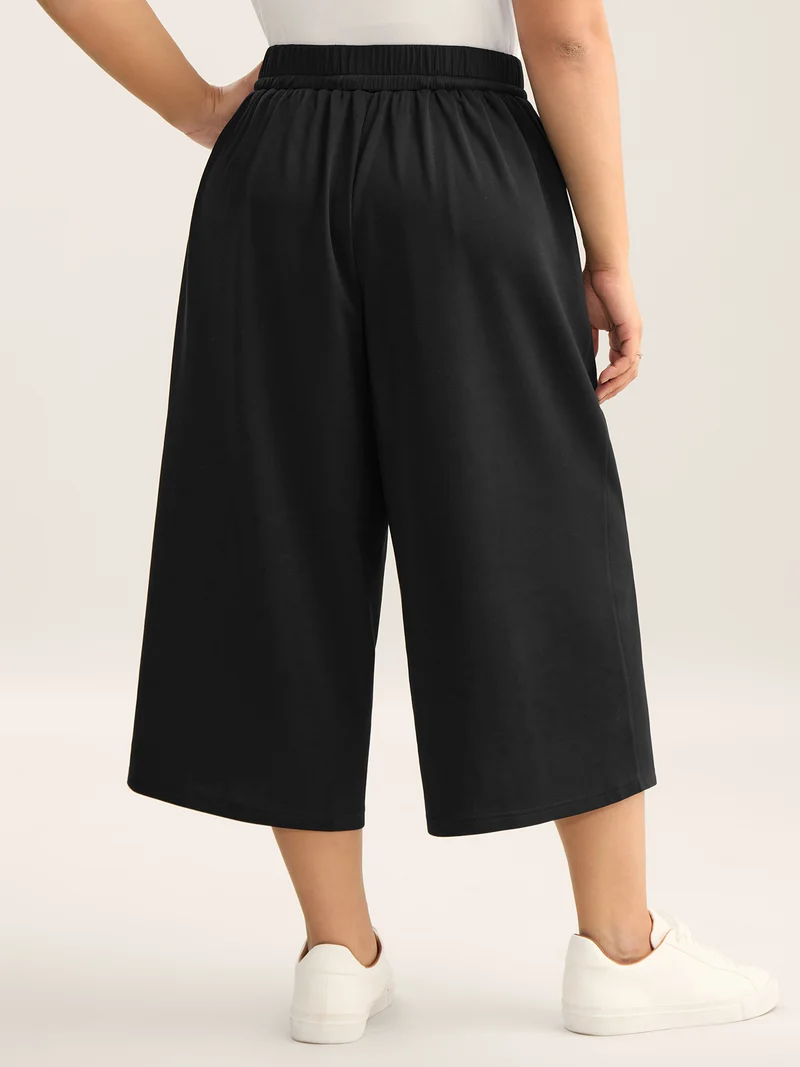 Stretchy Drawstring Wide-Leg Pants