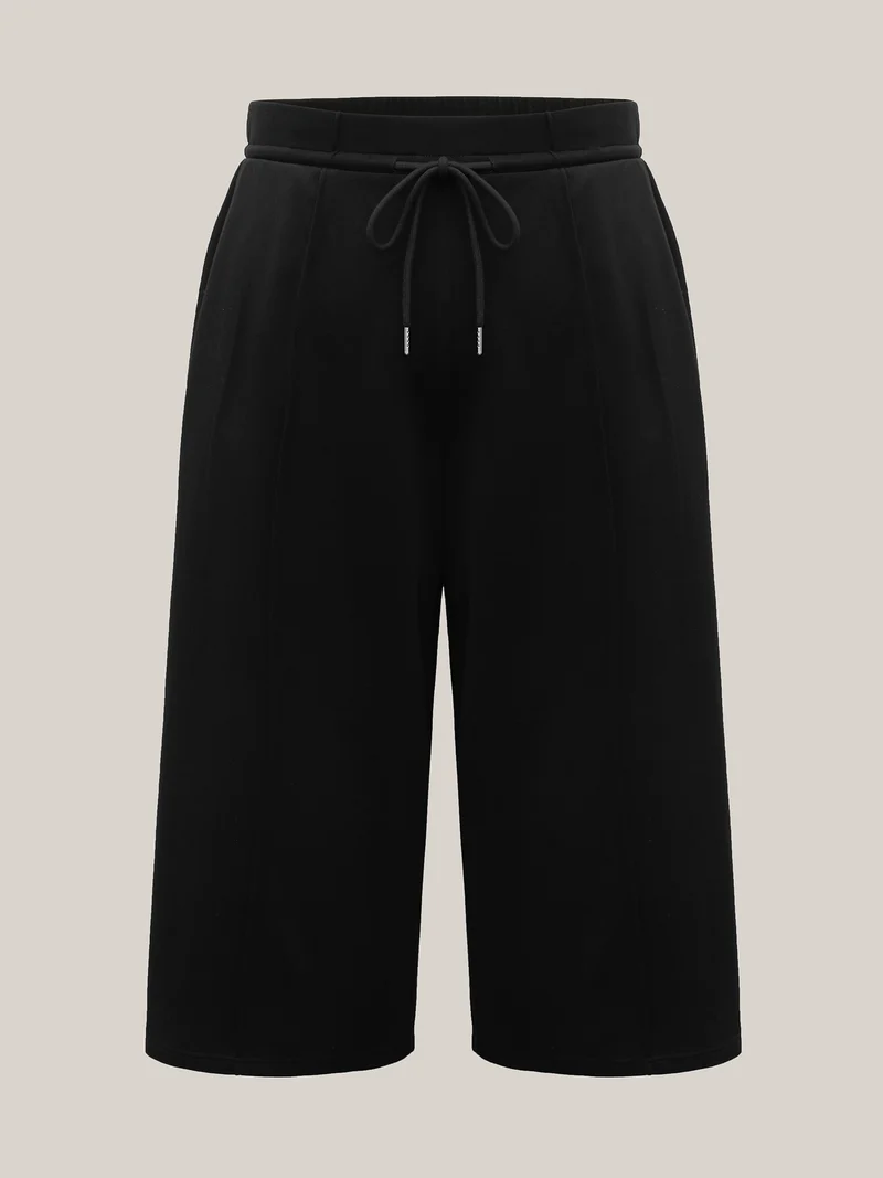 Stretchy Drawstring Wide-Leg Pants