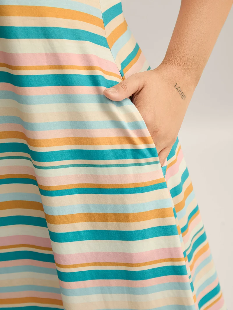 Stretchy Colorful Stripes Cami Sleep Dress