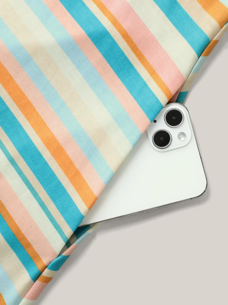 Stretchy Colorful Stripes Cami Sleep Dress