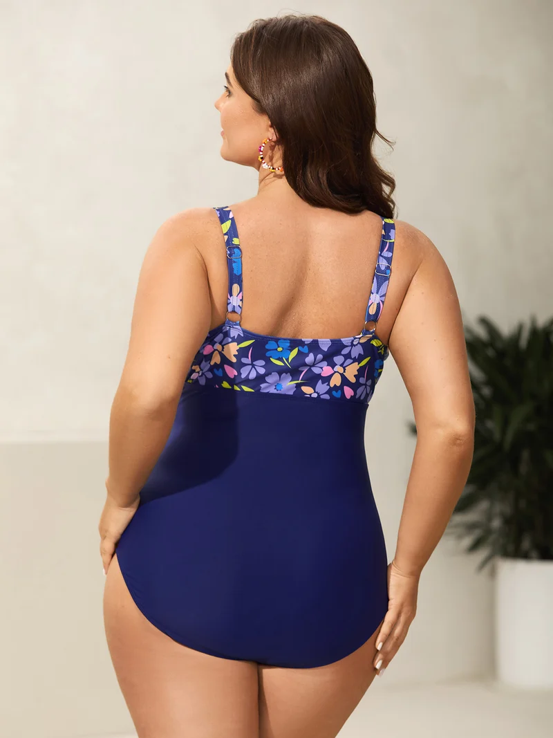 Floral Ruffled Belted One-Piece Swimsuit