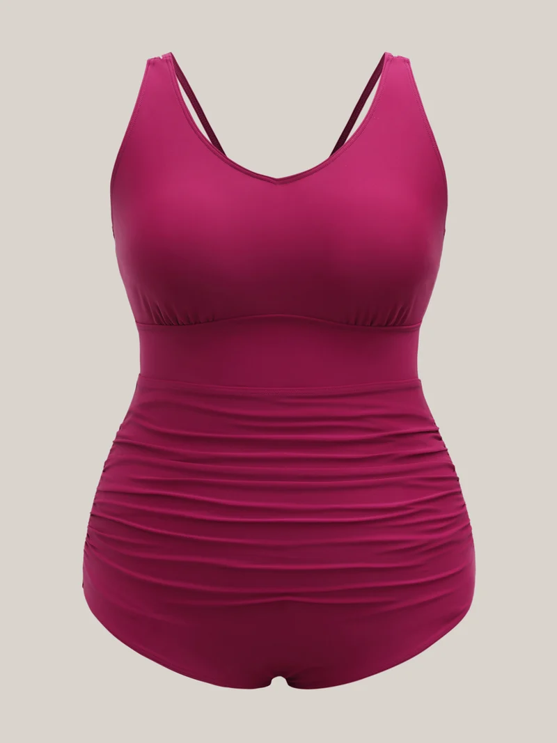 Backless Ruched Adjustable One-Piece Swimsuit