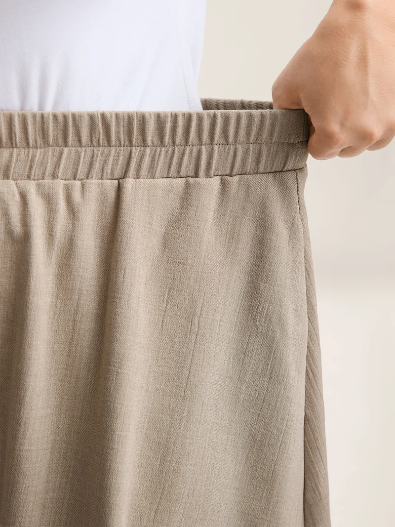 Button Detail Textured A-Line Midi Skirt