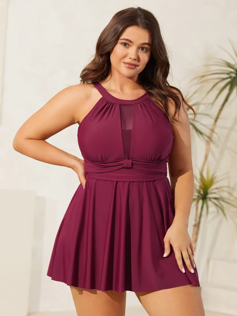 Anti Float Tie Sheer Swim Dress
