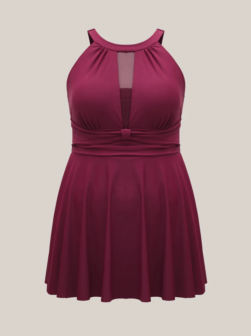 Anti Float Tie Sheer Swim Dress