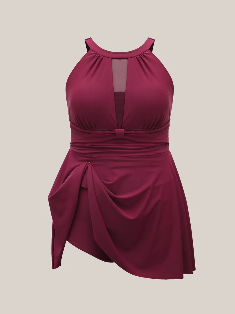 Anti Float Tie Sheer Swim Dress