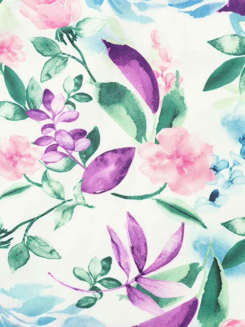 Floral Print Layered Stretchy Waist Midi Dress