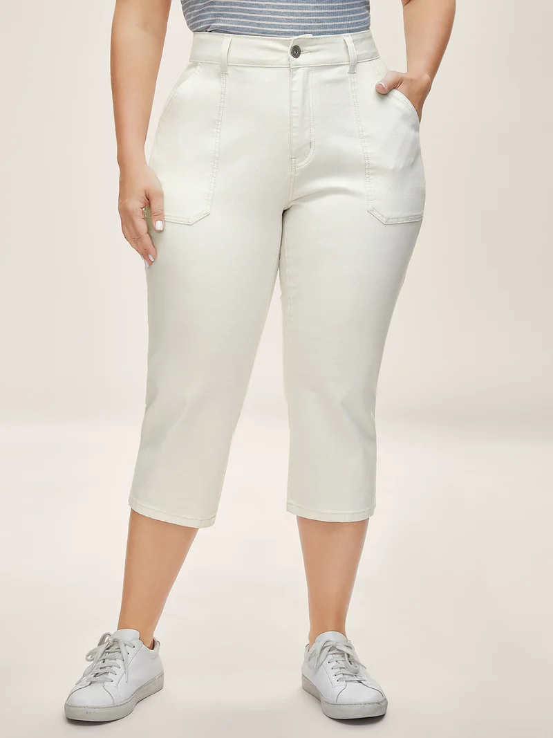 Cotton Cropped Straight-Leg Mid-Rise Jeans