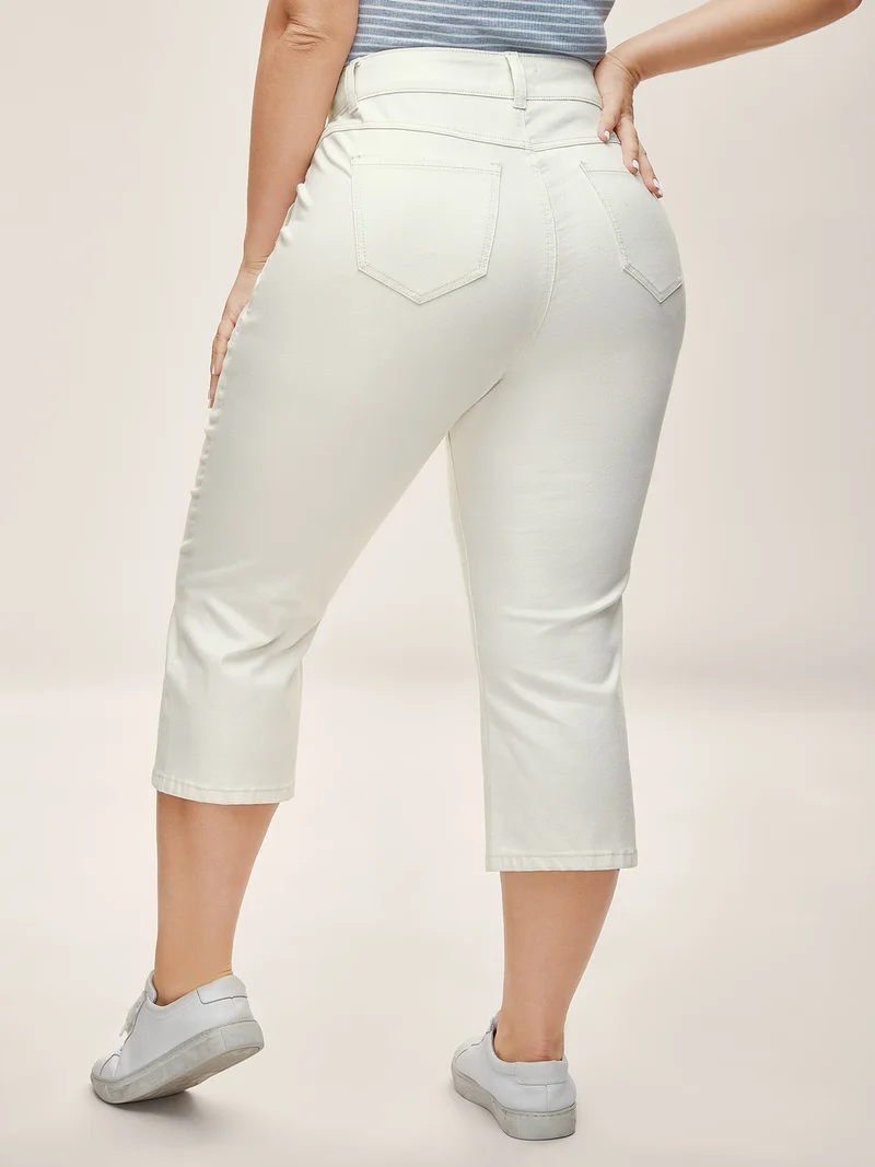Cotton Cropped Straight-Leg Mid-Rise Jeans