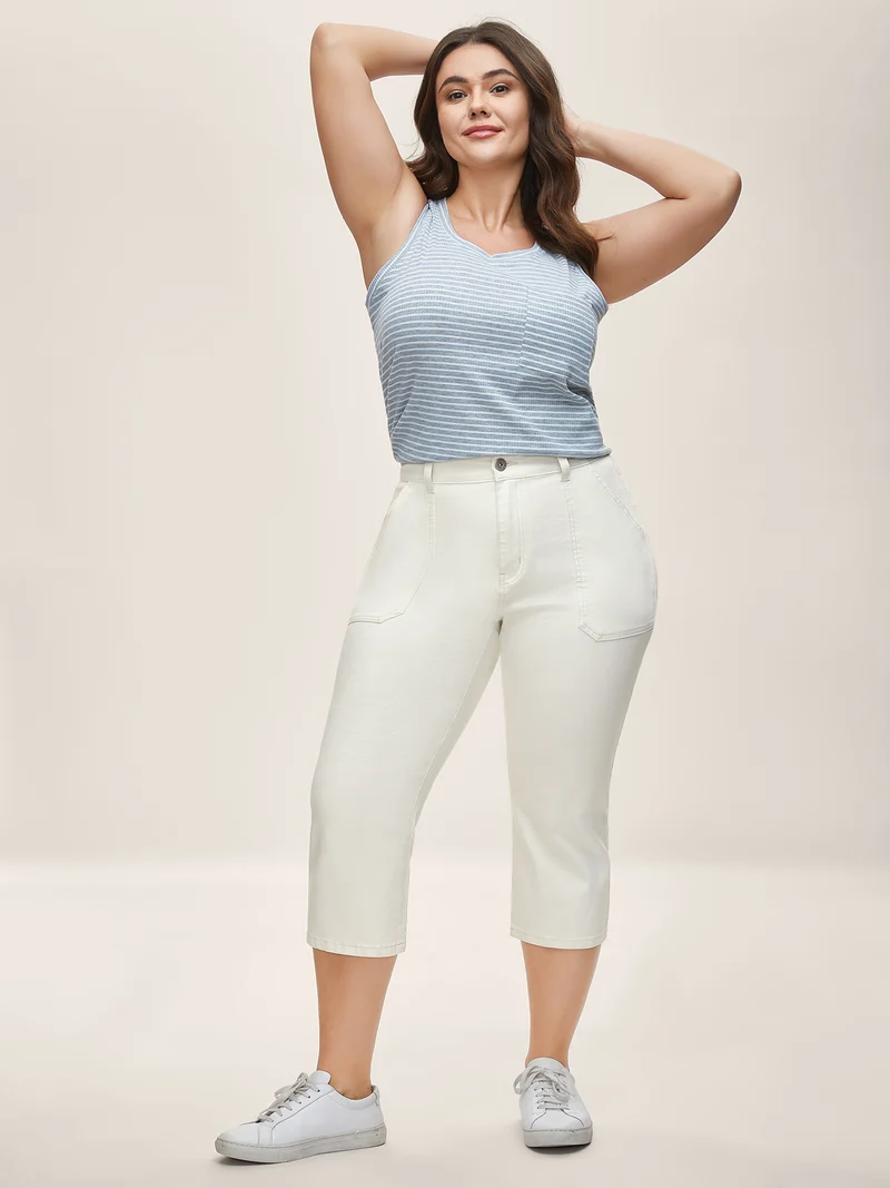Cotton Cropped Straight-Leg Mid-Rise Jeans