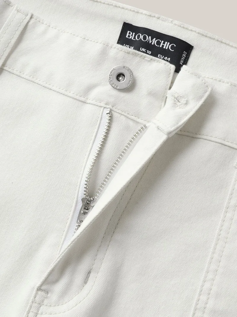 Cotton Cropped Straight-Leg Mid-Rise Jeans