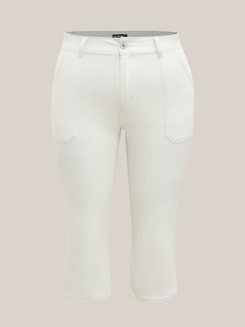 Cotton Cropped Straight-Leg Mid-Rise Jeans