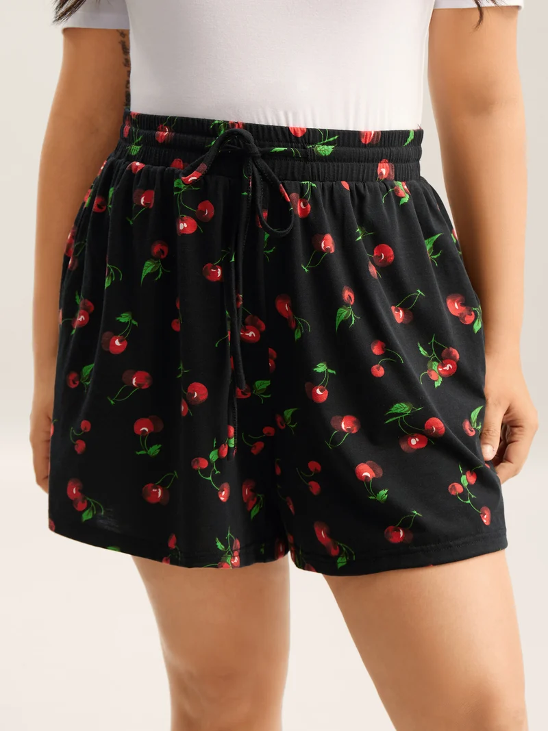 Cherry On Top Wide-Leg Lounge Shorts