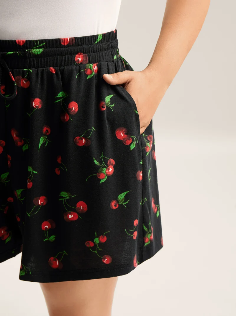Cherry On Top Wide-Leg Lounge Shorts