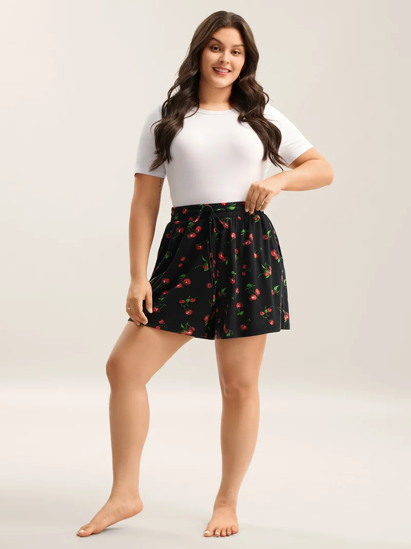 Cherry On Top Wide-Leg Lounge Shorts