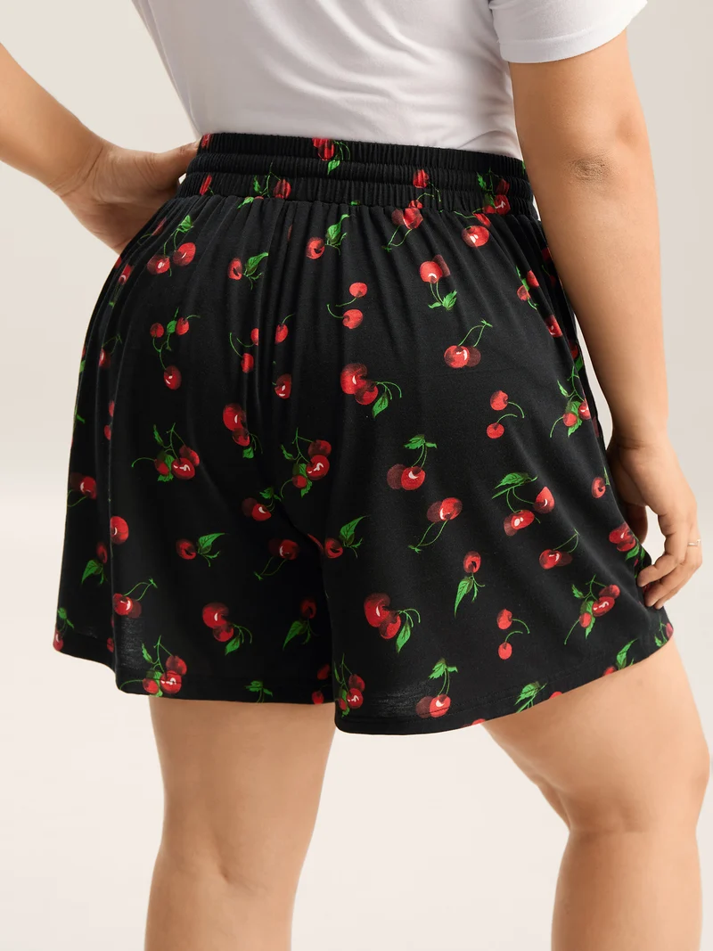 Cherry On Top Wide-Leg Lounge Shorts