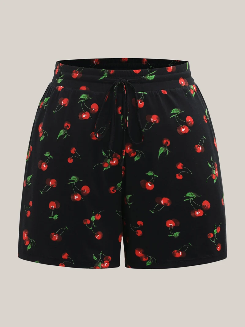Cherry On Top Wide-Leg Lounge Shorts