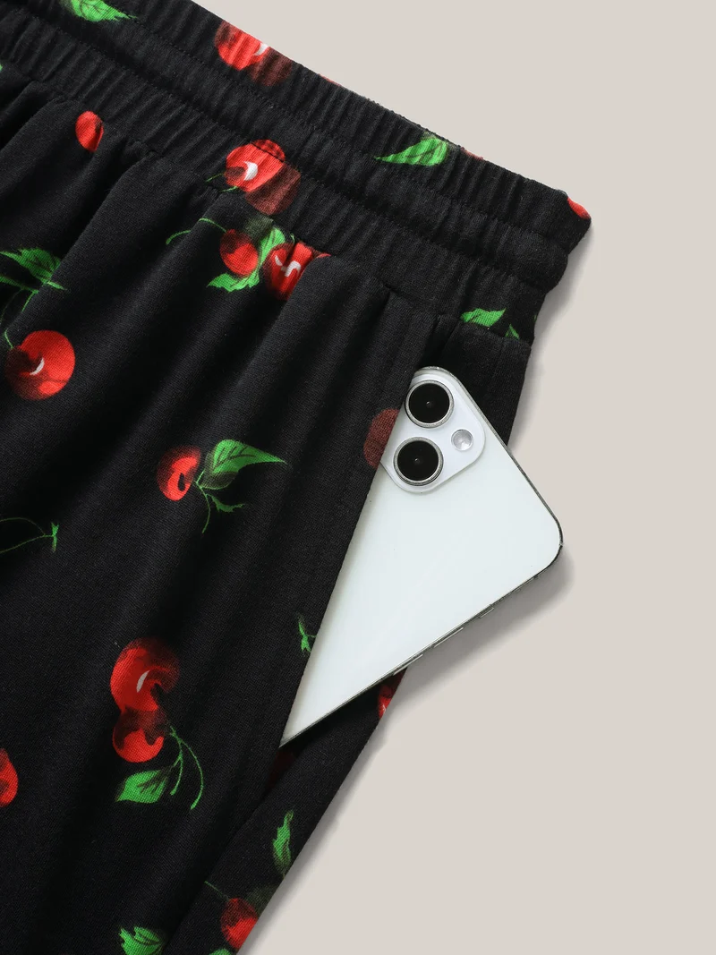 Cherry On Top Wide-Leg Lounge Shorts