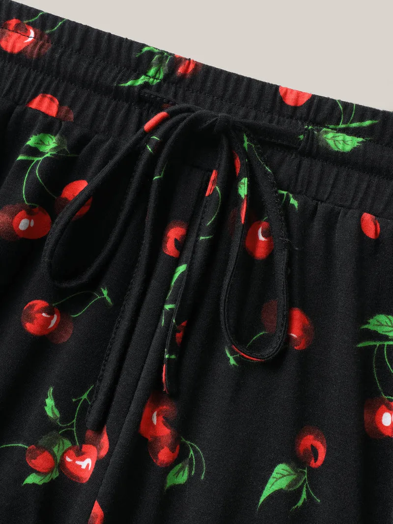 Cherry On Top Wide-Leg Lounge Shorts