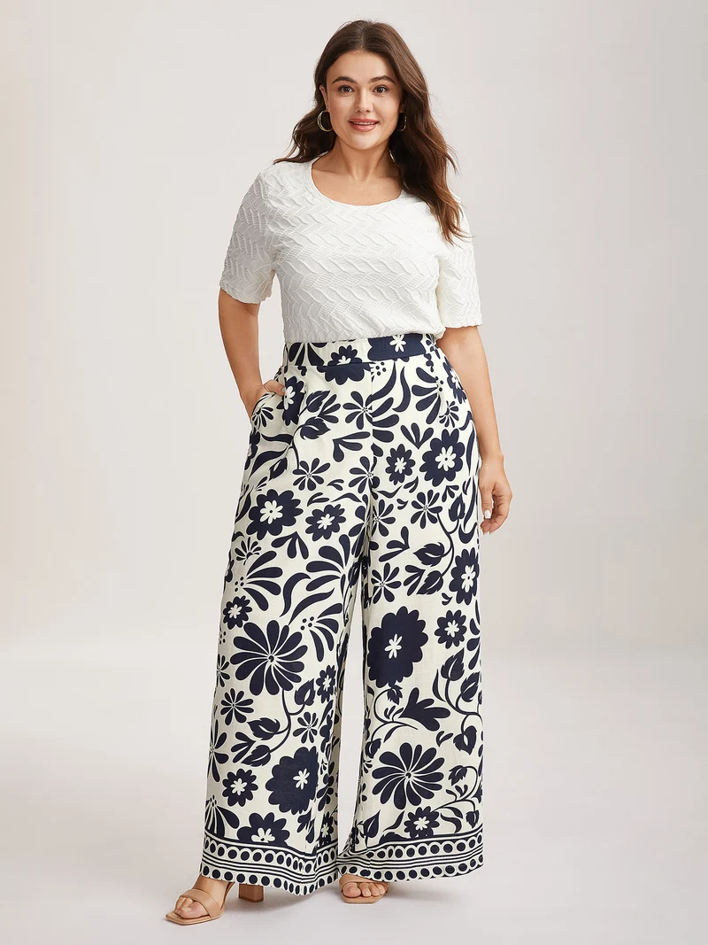 Floral Print Wide-Leg Pants