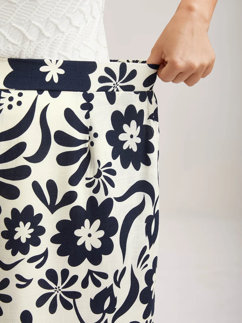 Floral Print Wide-Leg Pants