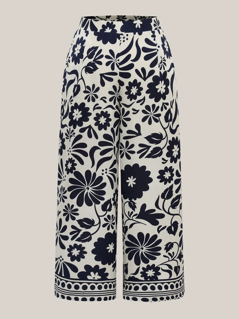 Floral Print Wide-Leg Pants