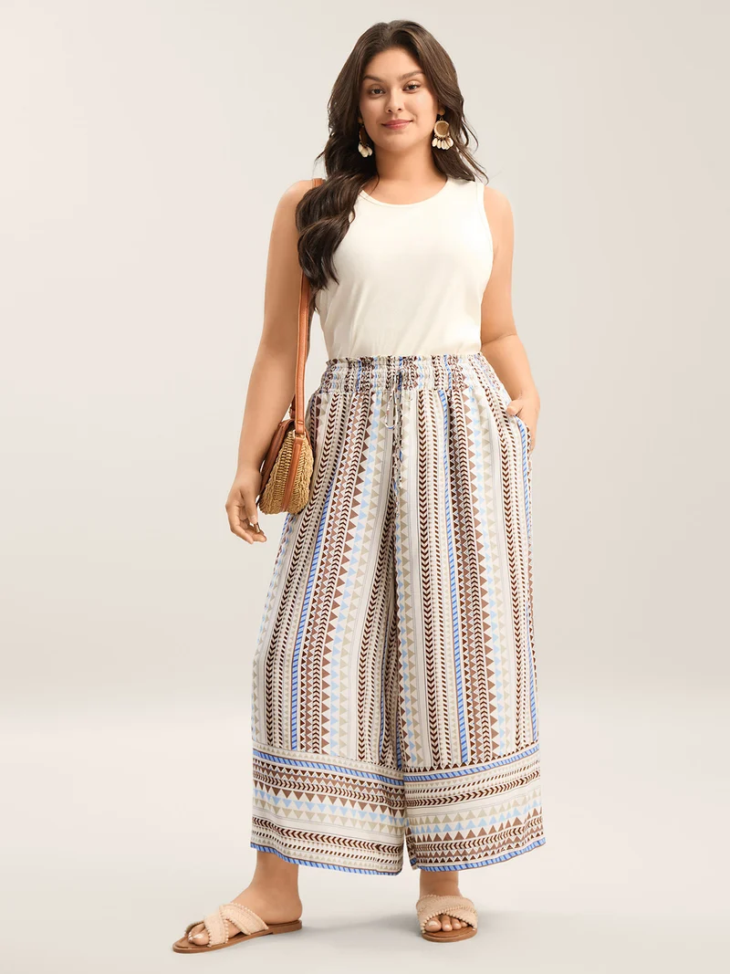 Boho Stripes Wide-Leg Pants