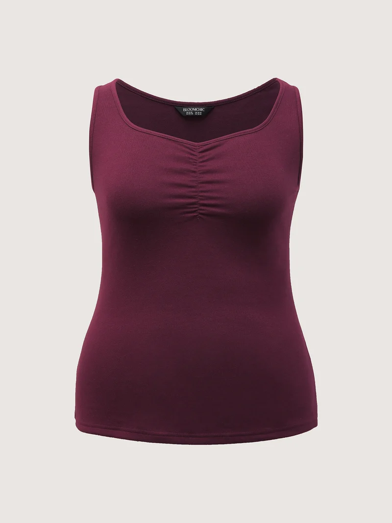 Ruched Velvety Feel Stretchy Tank Top
