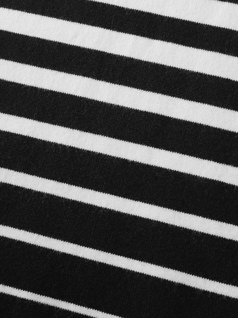 Stripes Color Contrast Round Neck Pullover
