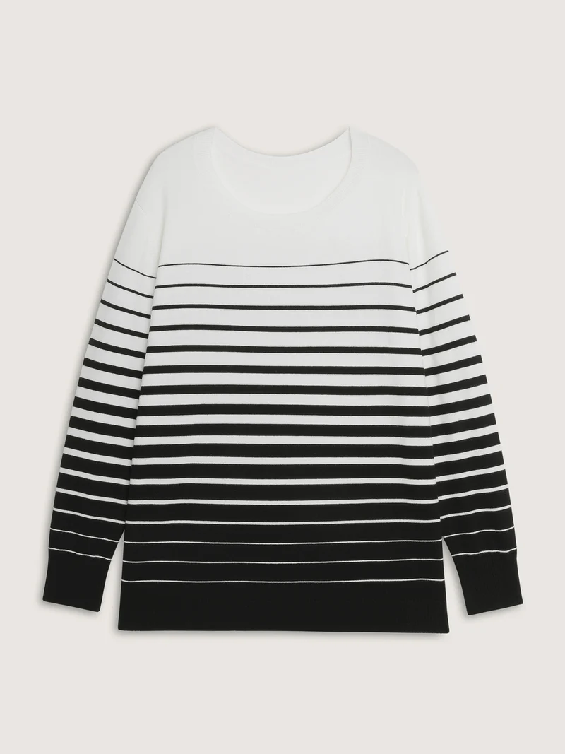 Stripes Color Contrast Round Neck Pullover
