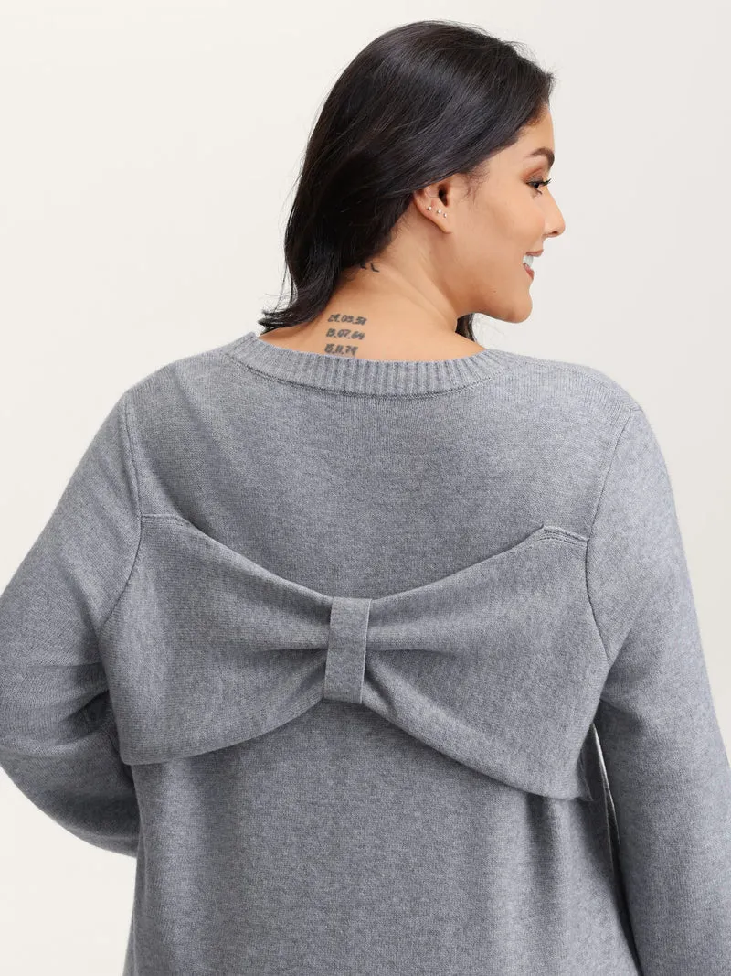Bow Detail Ribbed Hem Pullover