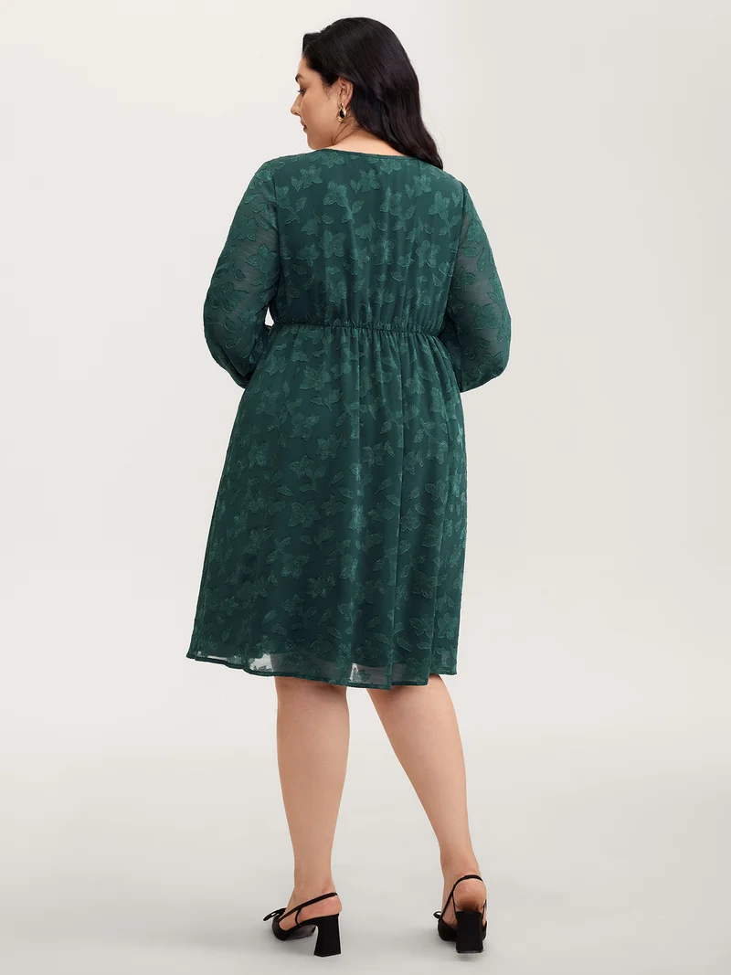 Textured Pockets Lined Midi Dress