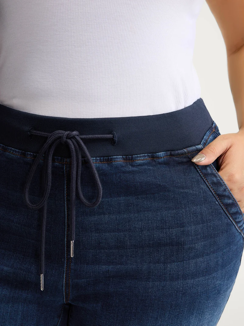 Stretch Pull-On Drawstring Skinny-Fit Jeans