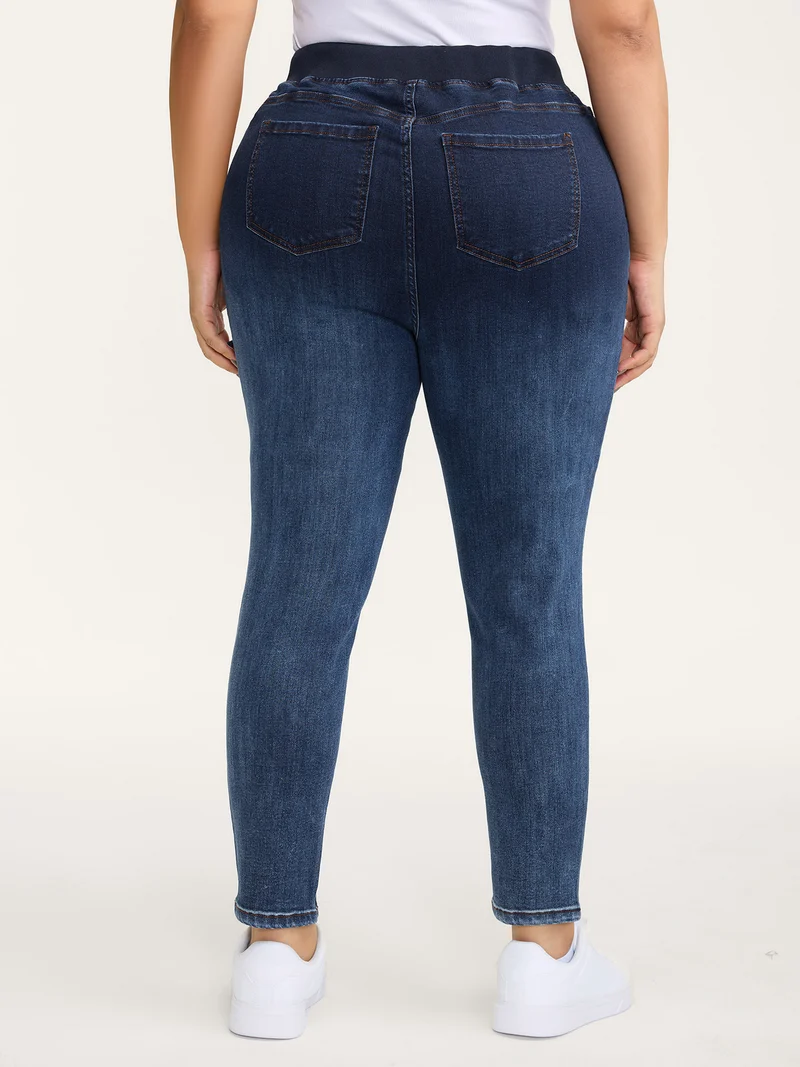 Stretch Pull-On Drawstring Skinny-Fit Jeans