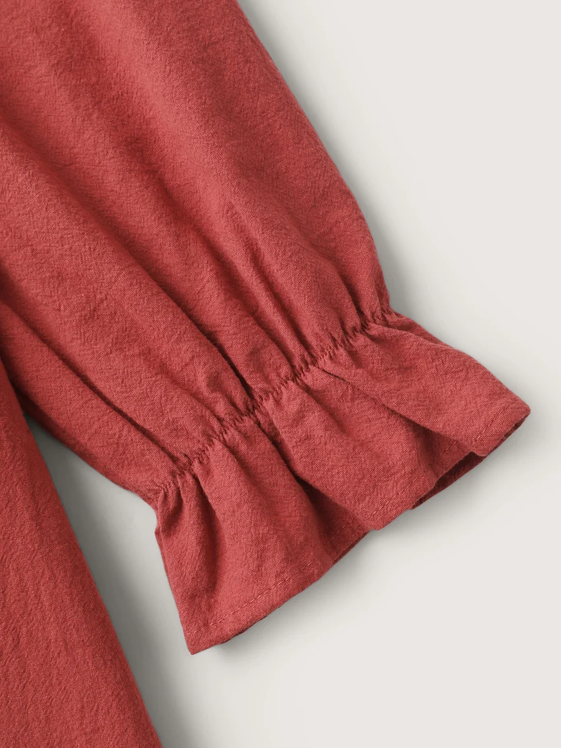Pure Cotton Pleated Pockets Midi Dress