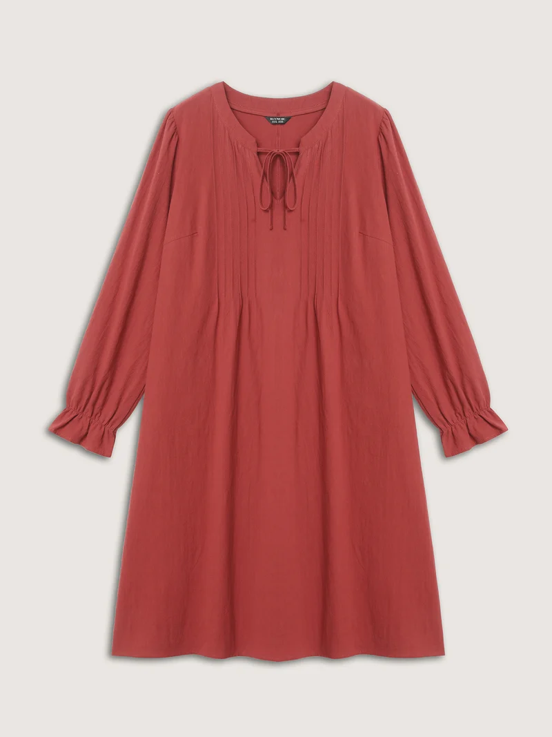 Pure Cotton Pleated Pockets Midi Dress