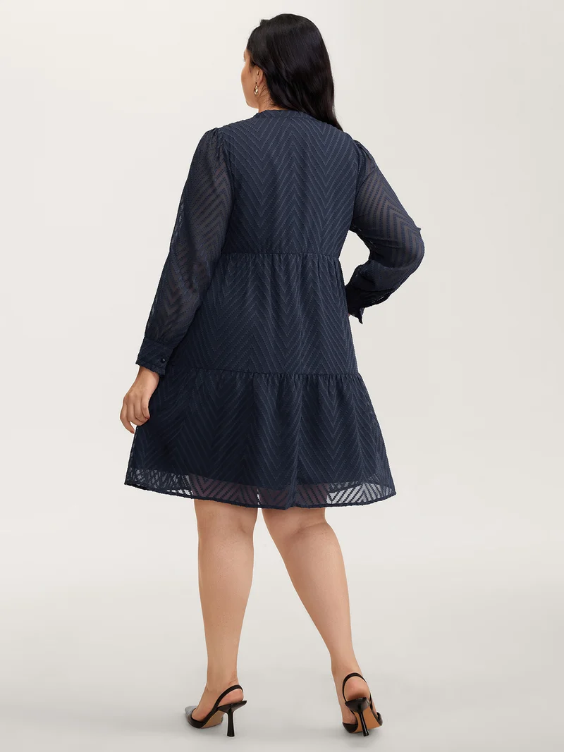 Textured Bowknot Flowy-Fit Midi Dress