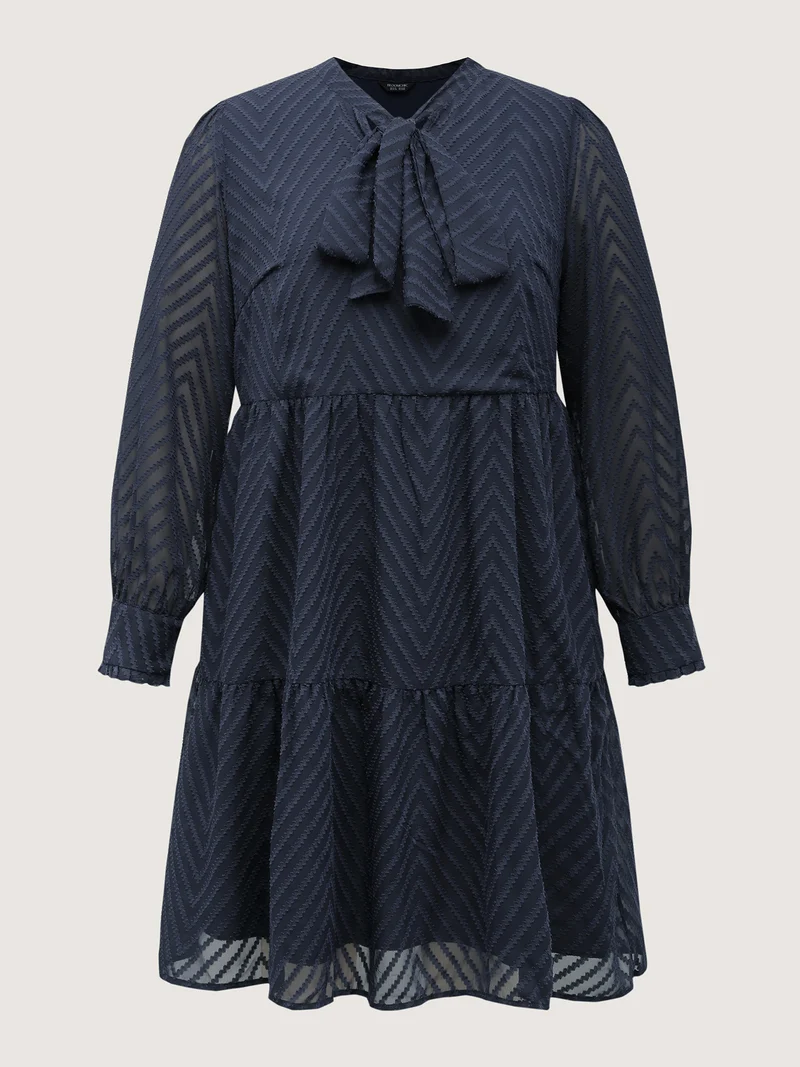 Textured Bowknot Flowy-Fit Midi Dress