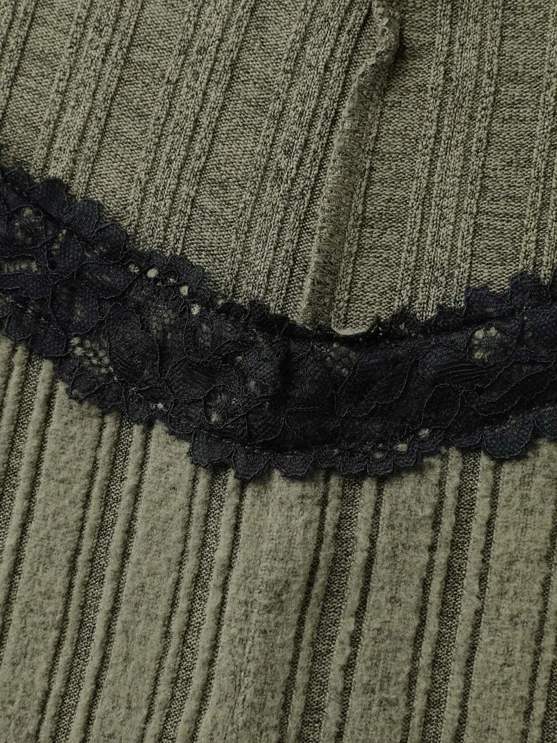 Ribbed Texture Lace Adjustable Lounge Jumpsuit