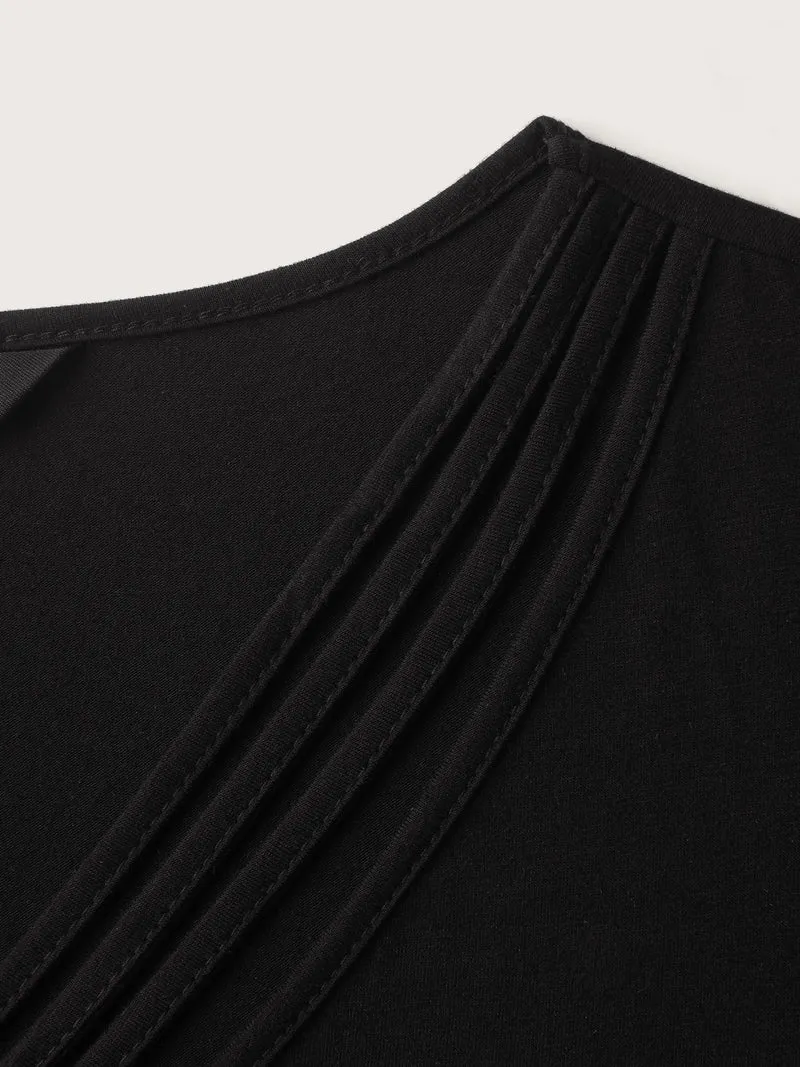 Neck Cut-Out Plain T-Shirt