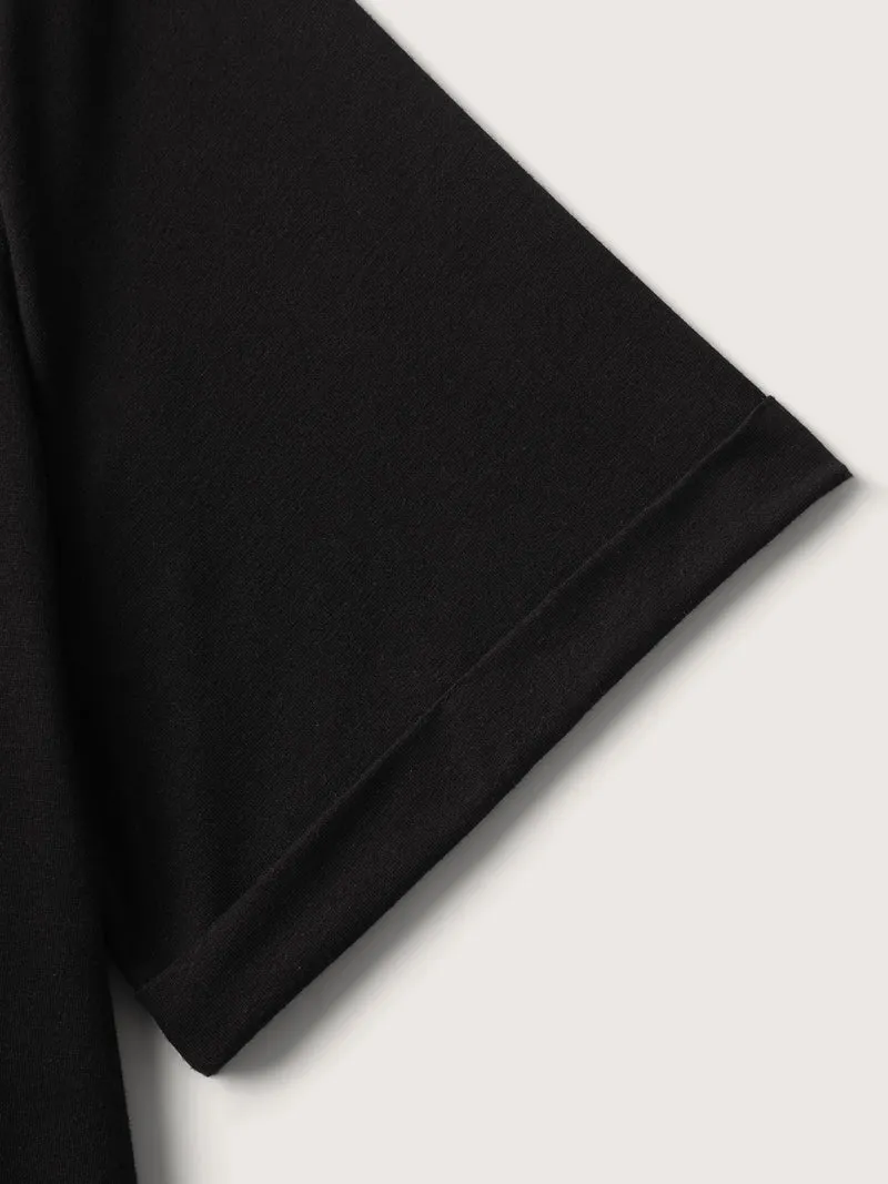 Neck Cut-Out Plain T-Shirt