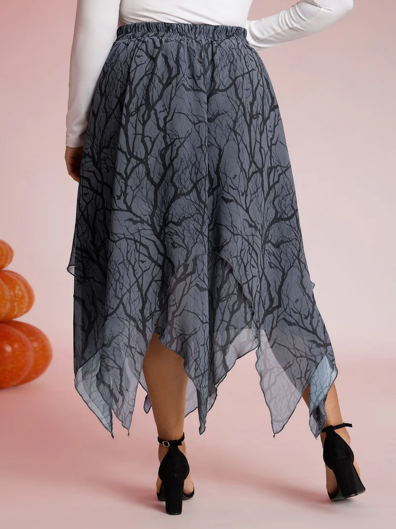 Dark Forest Halloween Handkerchief Hem Skirt