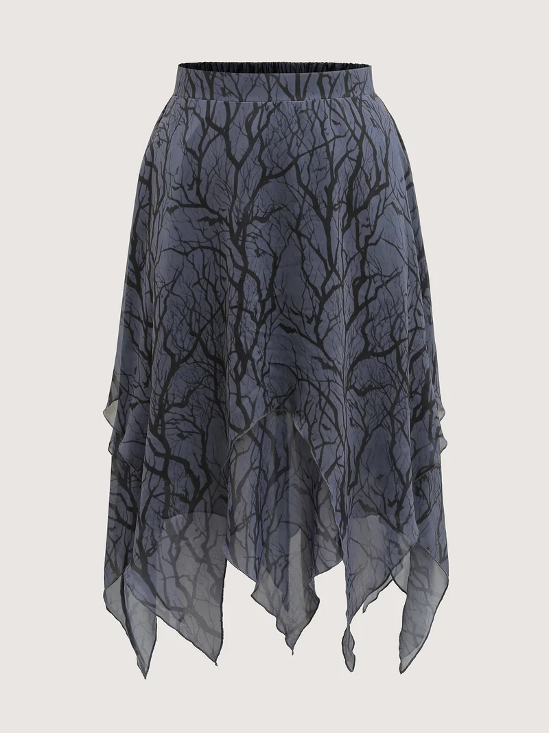 Dark Forest Halloween Handkerchief Hem Skirt