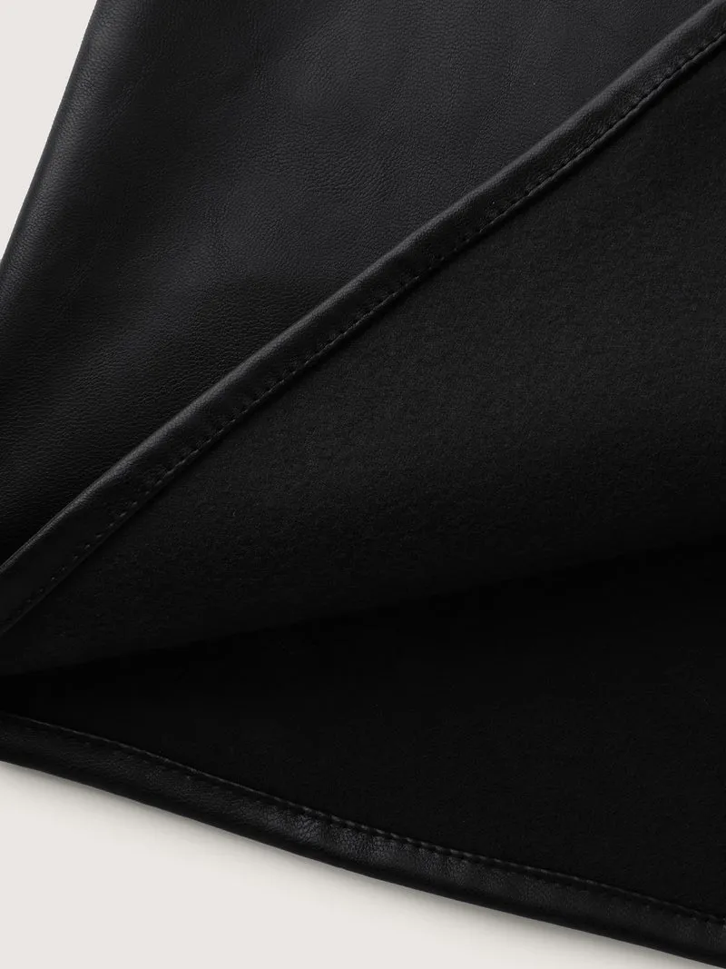 Leather V-Neck Sleeveless Sheath Dress