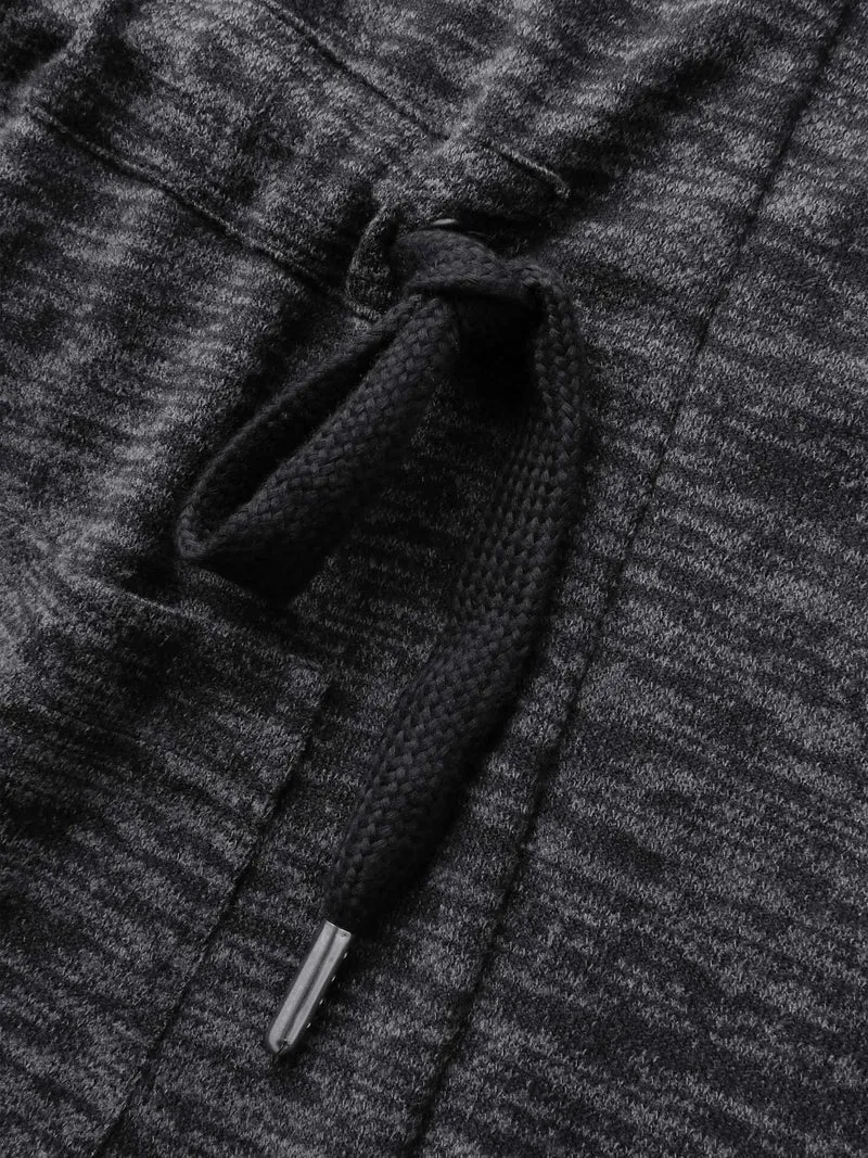 Channel Drawstring Contrast Hooded Jacket