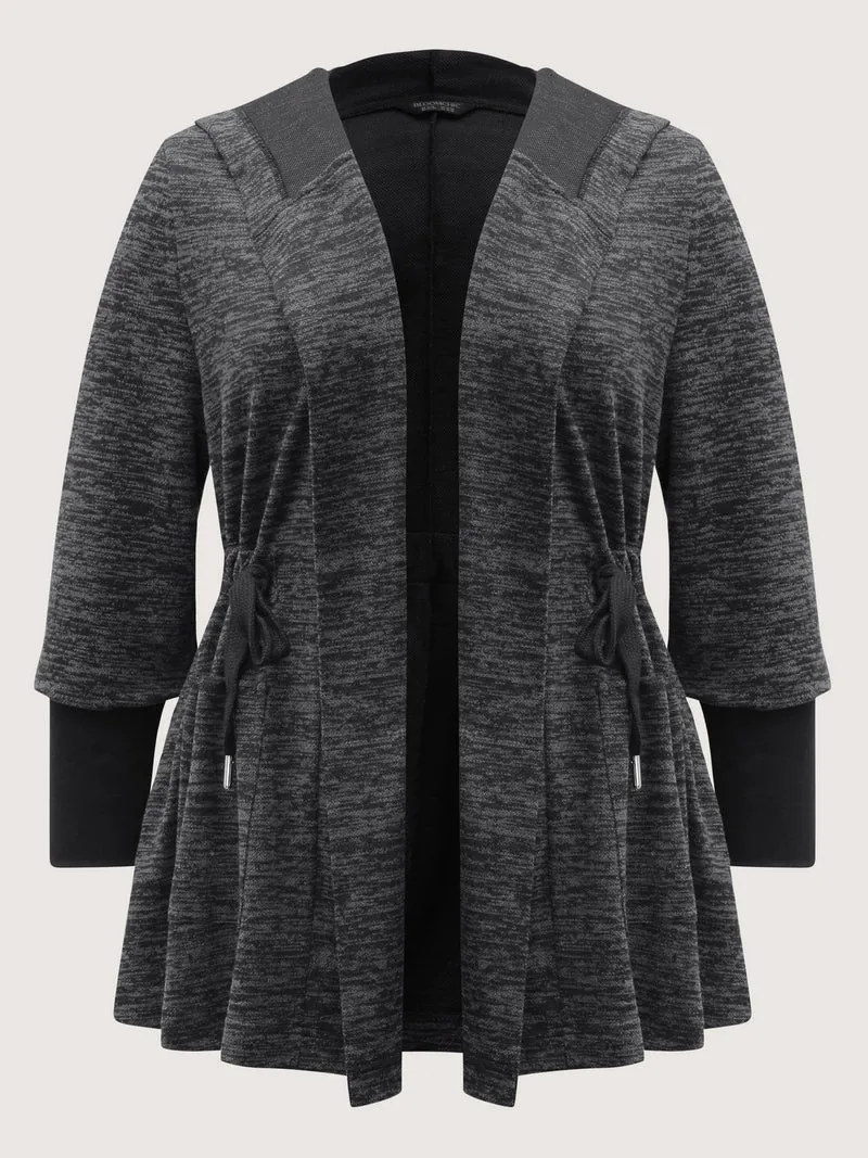Channel Drawstring Contrast Hooded Jacket