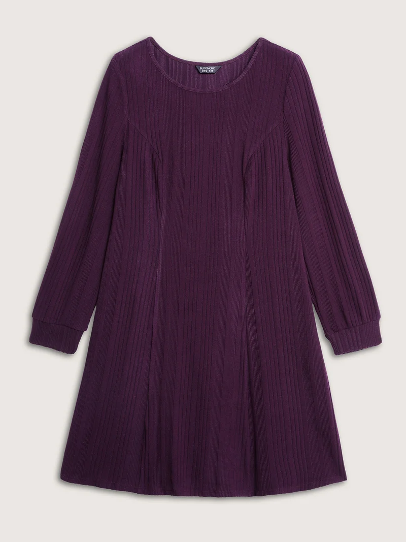 Cut-Out Embroidery Ribbed A-Line Mini Dress