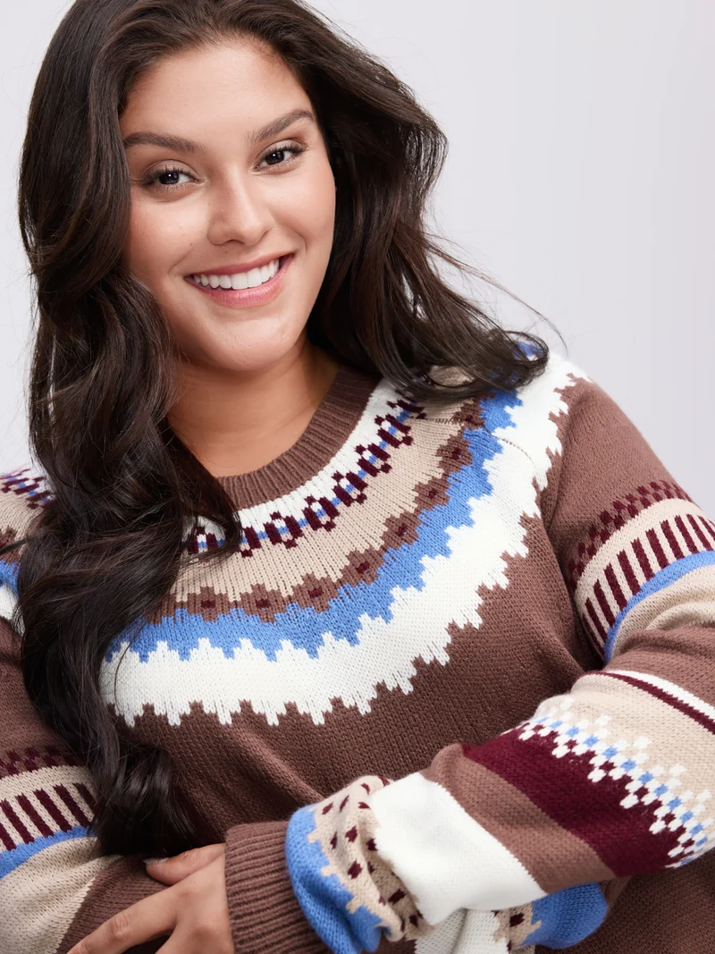 Fair-Isle Jacquard Pattern Contrast Pullover
