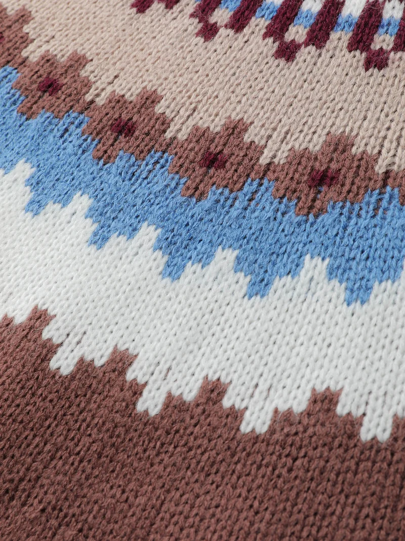 Fair-Isle Jacquard Pattern Contrast Pullover
